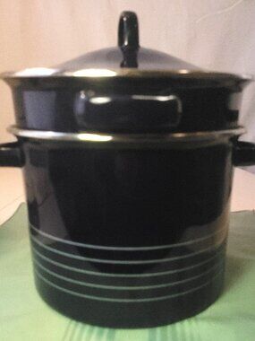 Vintage 4-Piece Cobalt Blue Enamel Multi-Cooker and Steamer Pot Set